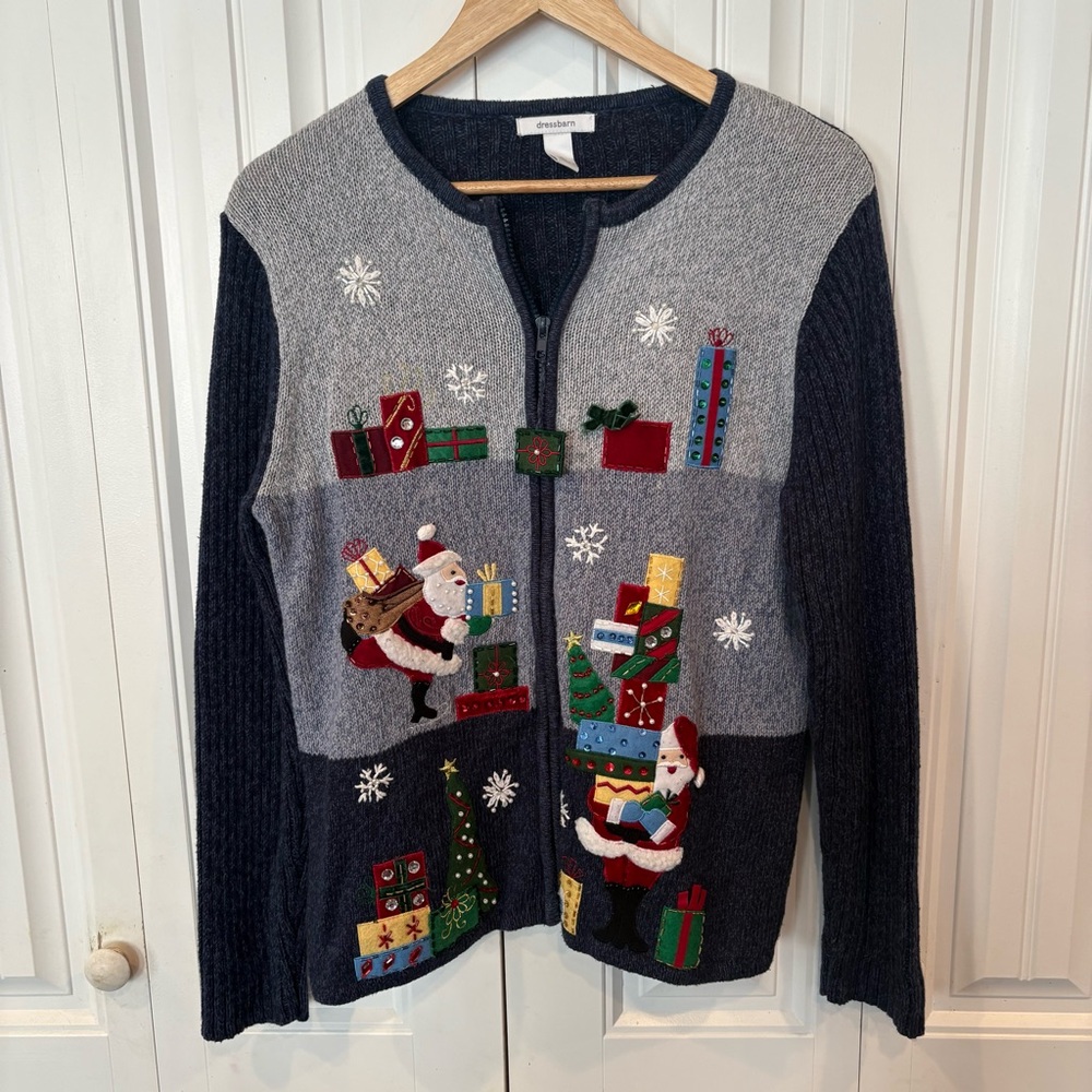 Dress Barn Christmas Zip Up Sweater Size XL